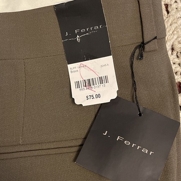 NWT J Ferrar Pleated Dress Pants Slacks Trousers Cuffed Men’s Size 36 X 30 Brown - Picture 7 of 16